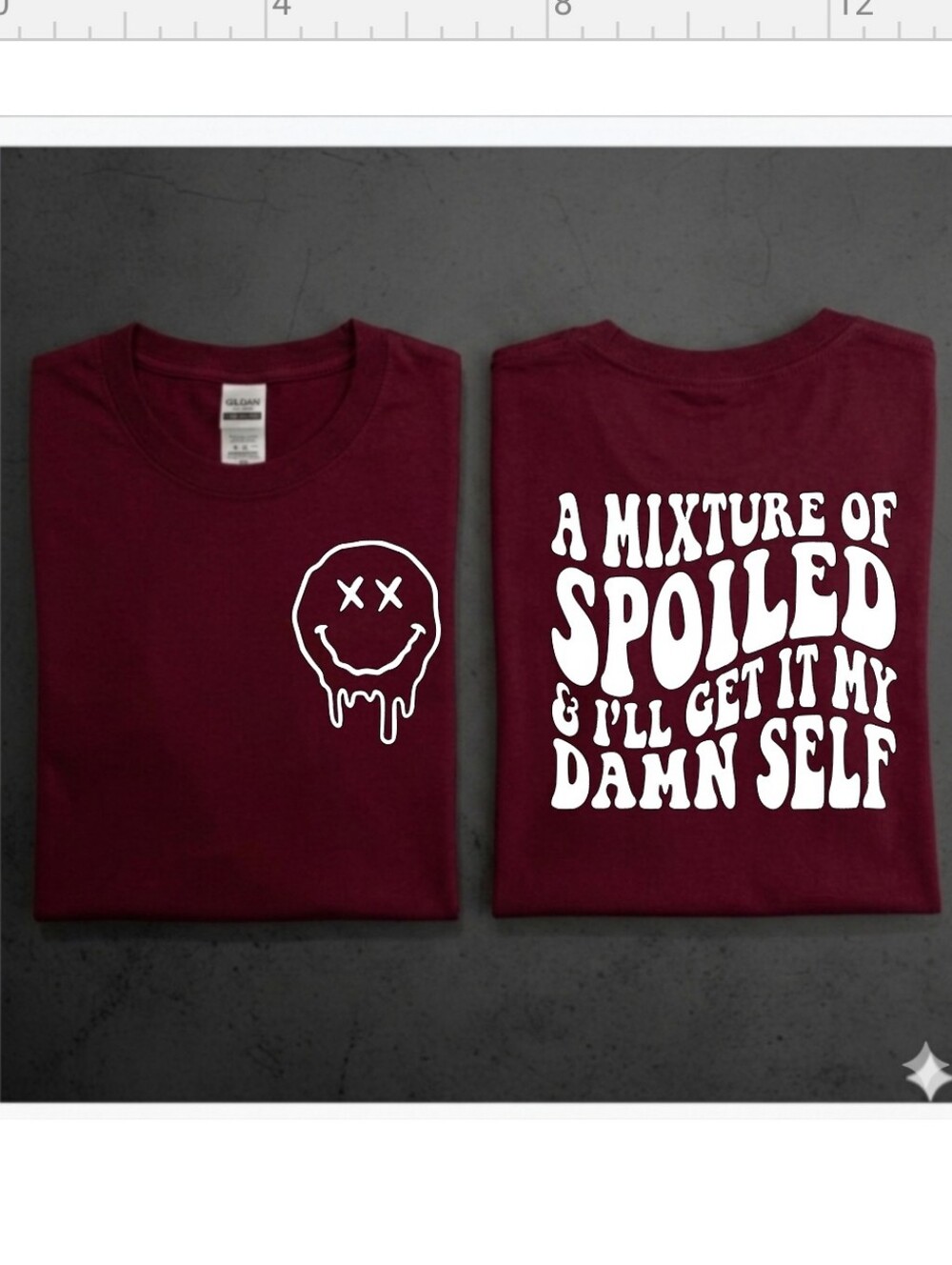 Funny Short Sleeve shirt mix of spoiled and get it myself cute popular Burgandy
